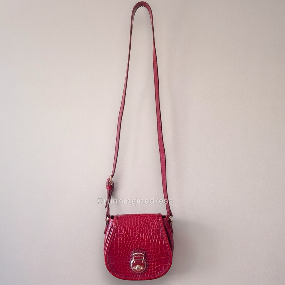 Liz Claiborne Reptile Print Mini Crossbody Saddlebag In Red